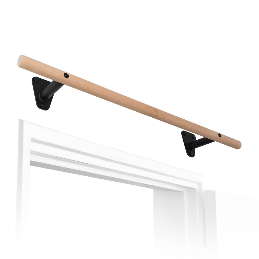 Barra de dominadas de madera para montaje en pared por encima del marco de la puerta