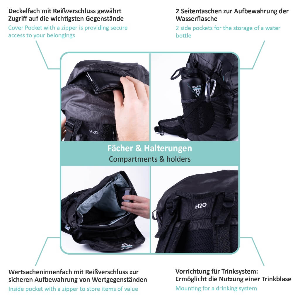 Mochila deportiva 35L para la barra de dominadas Pullup & Dip, accesorios y actividades al aire libre.