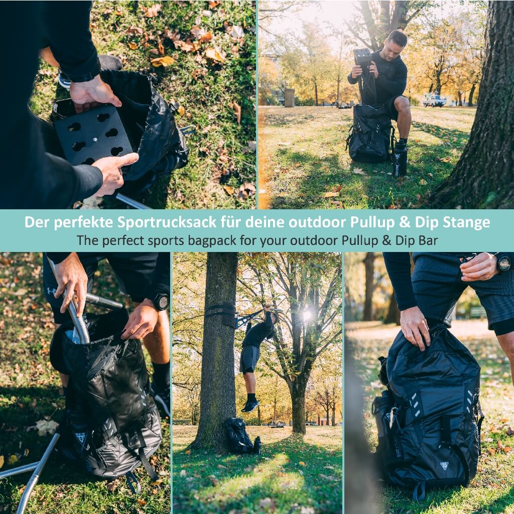 Mochila deportiva 35L para la barra de dominadas Pullup & Dip, accesorios y actividades al aire libre.
