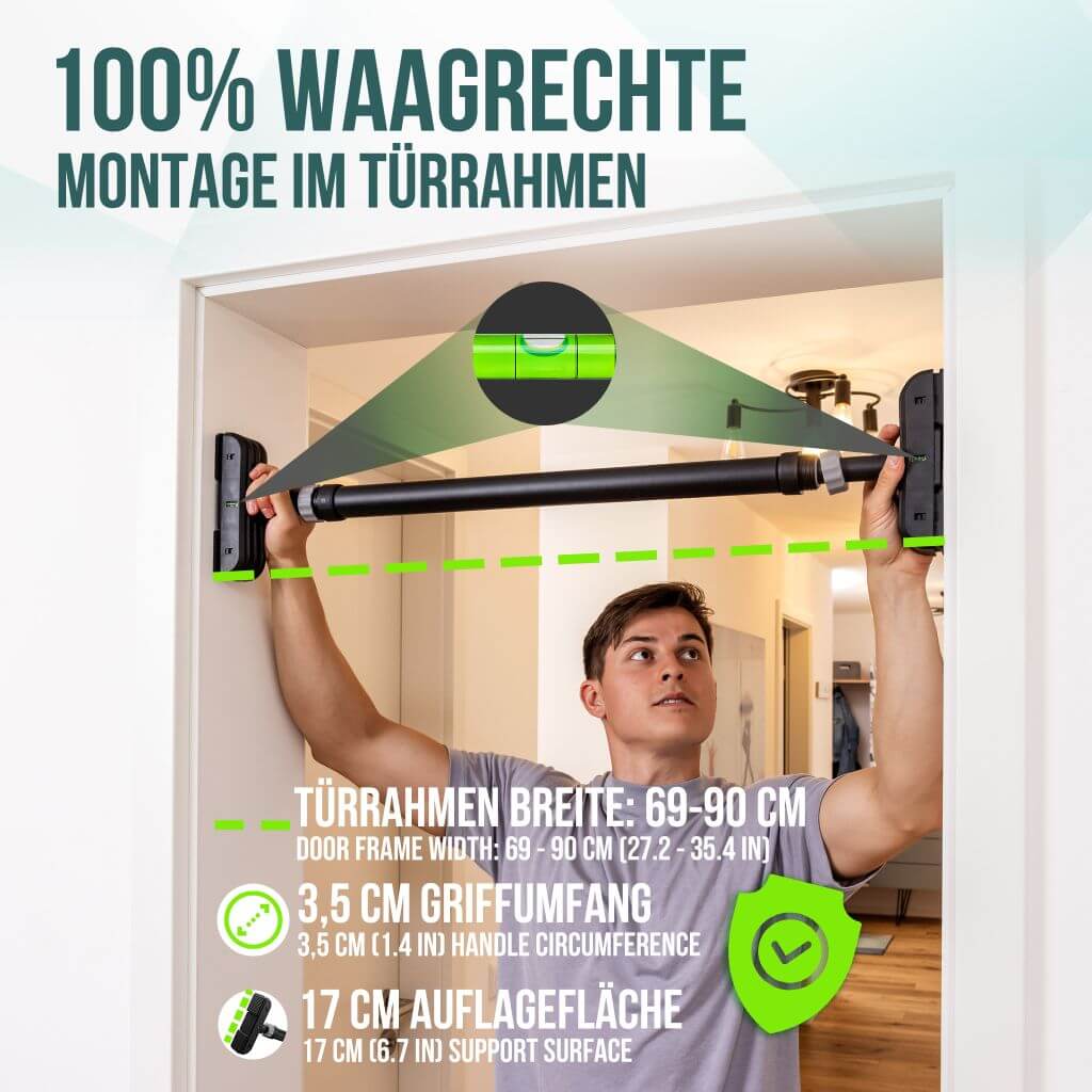 Paquete de barra de dominadas con correas de dominadas y guías de entrenamiento en inglés