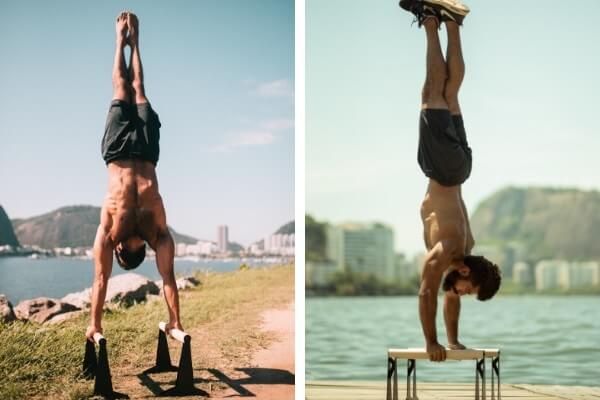 Set De 2 Barras De Calistenia De Madera De Haya Con Base Antideslizante Para Flexiones Y Handstand