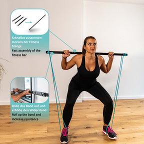 Barra Pilates fitness para combinar con bandas de resistencia y entrenador de eslingas FREESIXD, 3 partes