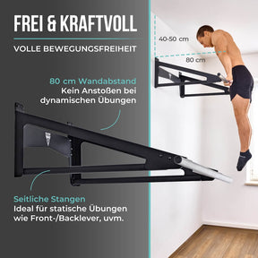 Muscle-Up Bar, Barra de Dominadas con Espacio Extra en la Pared
