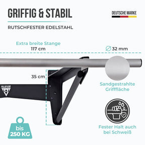 Muscle-Up Bar, Barra de Dominadas con Espacio Extra en la Pared