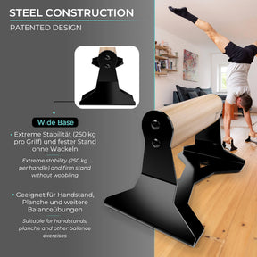 Soporte Para Flexiones De Madera Con Empuñadura Ergonómica, Barras Para Flexiones y Soporte de Mano