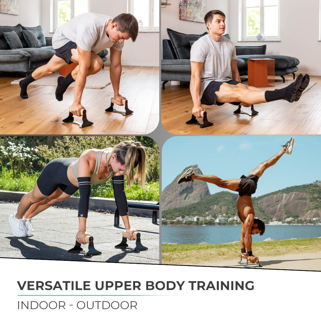 [Mercancías de segunda opción]  Soporte Para Flexiones De Madera Con Empuñadura Ergonómica