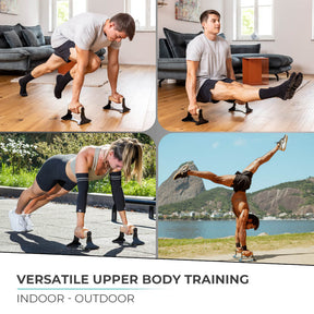 [Mercancías de segunda opción]  Soporte Para Flexiones De Madera Con Empuñadura Ergonómica