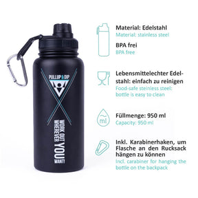 Botella de agua deportiva en acero inoxidable 950ml, Libre de BPA