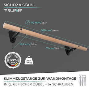 Barra de dominadas de madera para montaje en pared por encima del marco de la puerta