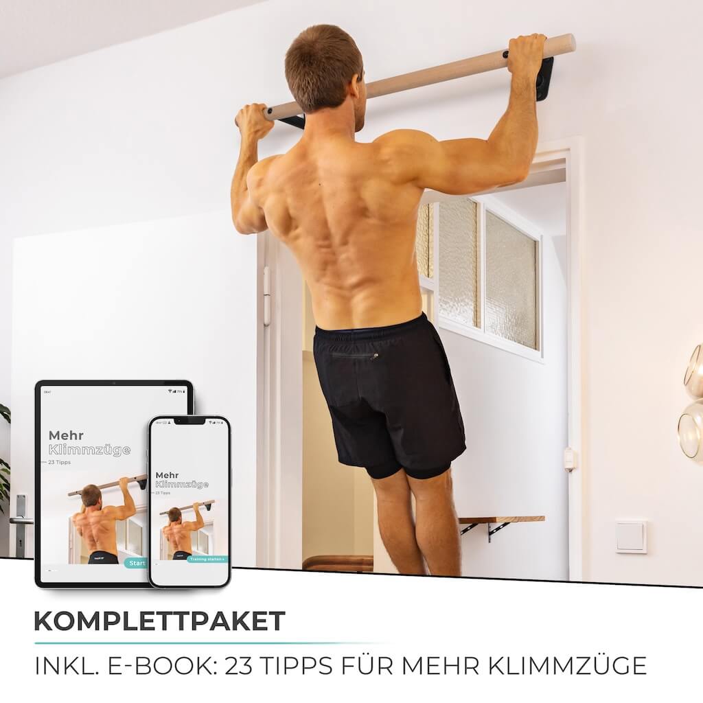 Barra de dominadas de madera para montaje en pared por encima del marco de la puerta