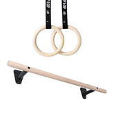 Juego de anillas de gimnasia y barra de dominadas de madera